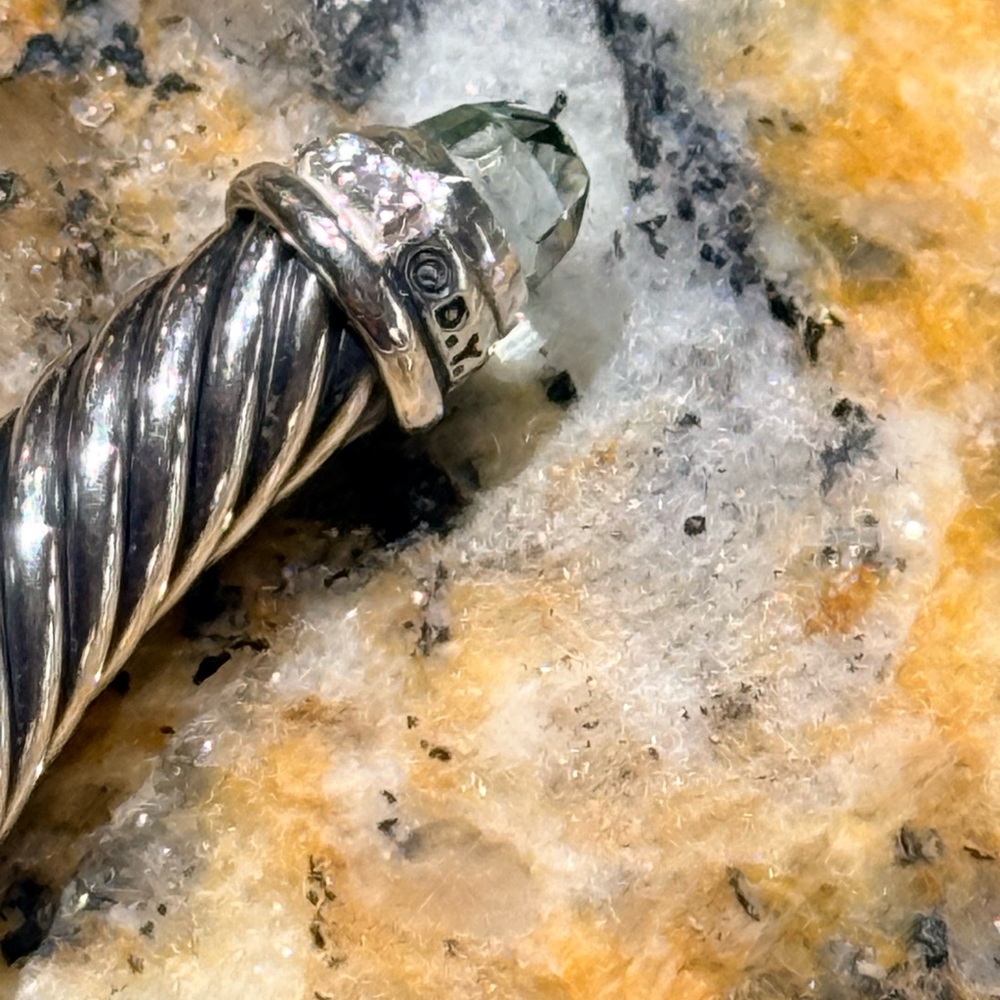 David Yurman Classic Sterling Silver w/Prasiolite Diamonds 5mm.Authentic EUC M - Picture 7 of 15